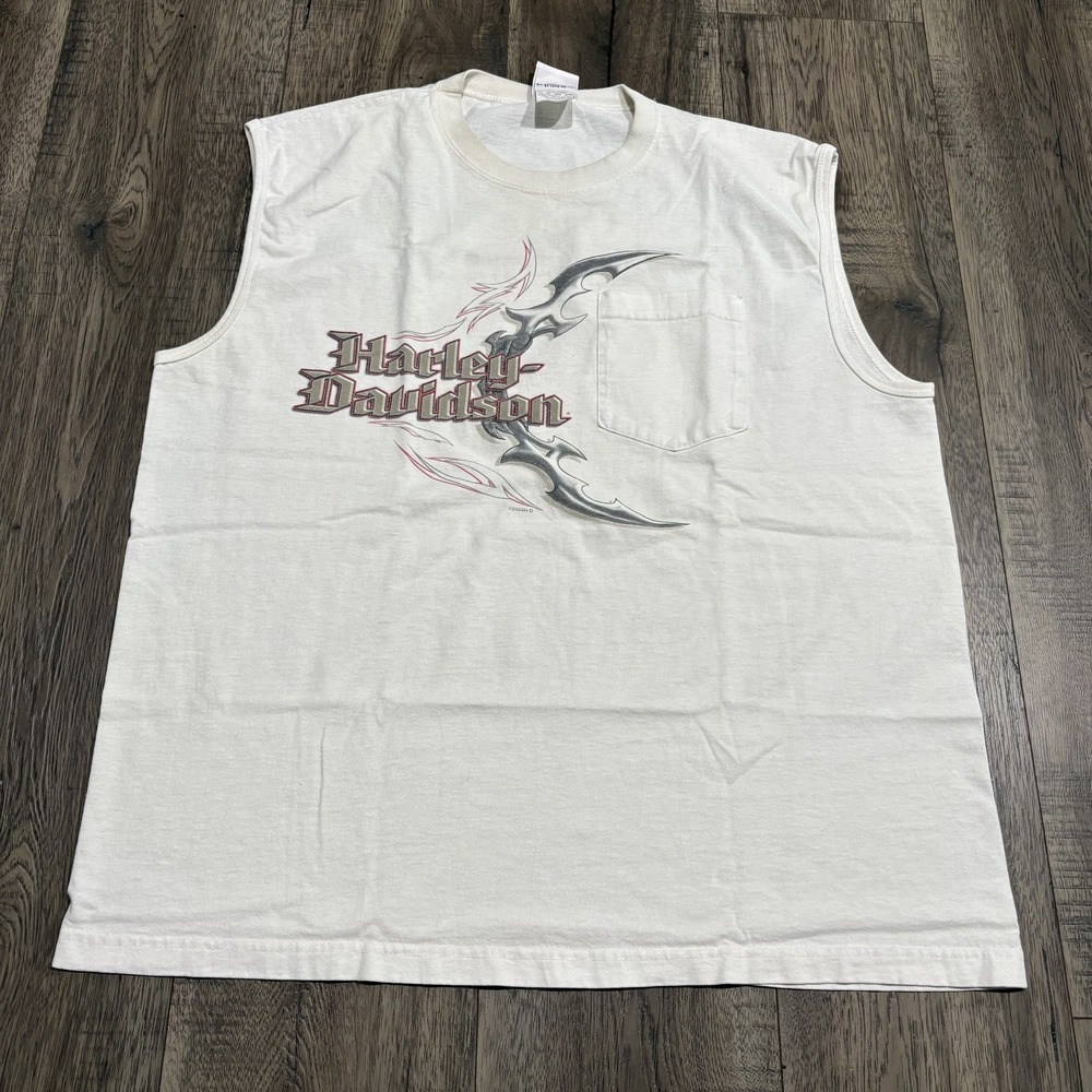 Vintage Harley-Davidson Shirt Mens XL White Sleeveless Pocket Honolulu HI 2004